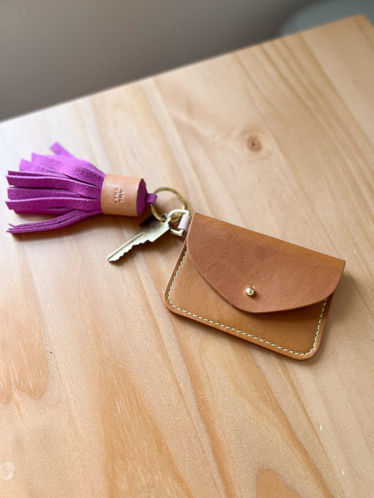 Agnes Mini Card Wallet, Caramel Tan