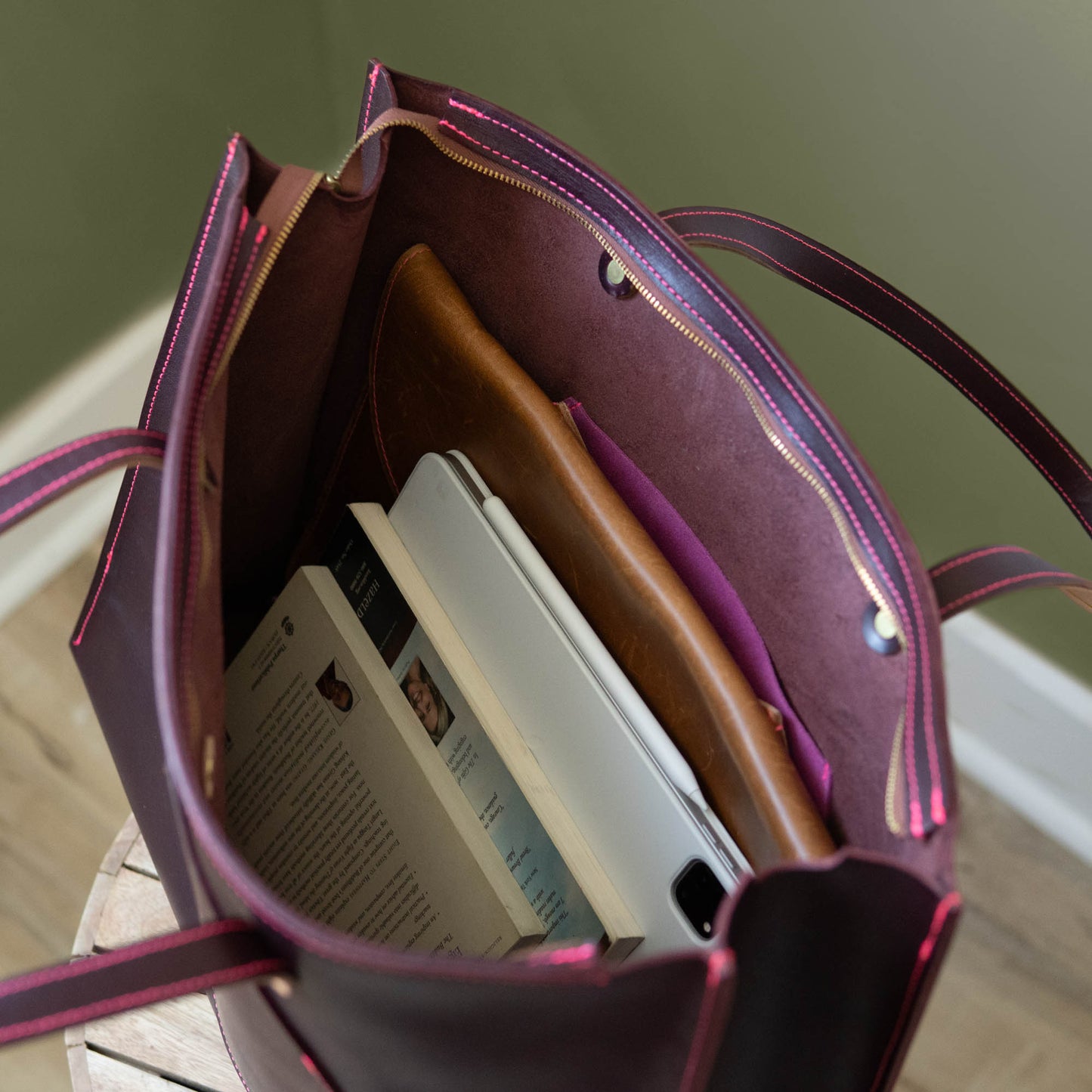 Lola Box Tote, Black Cherry