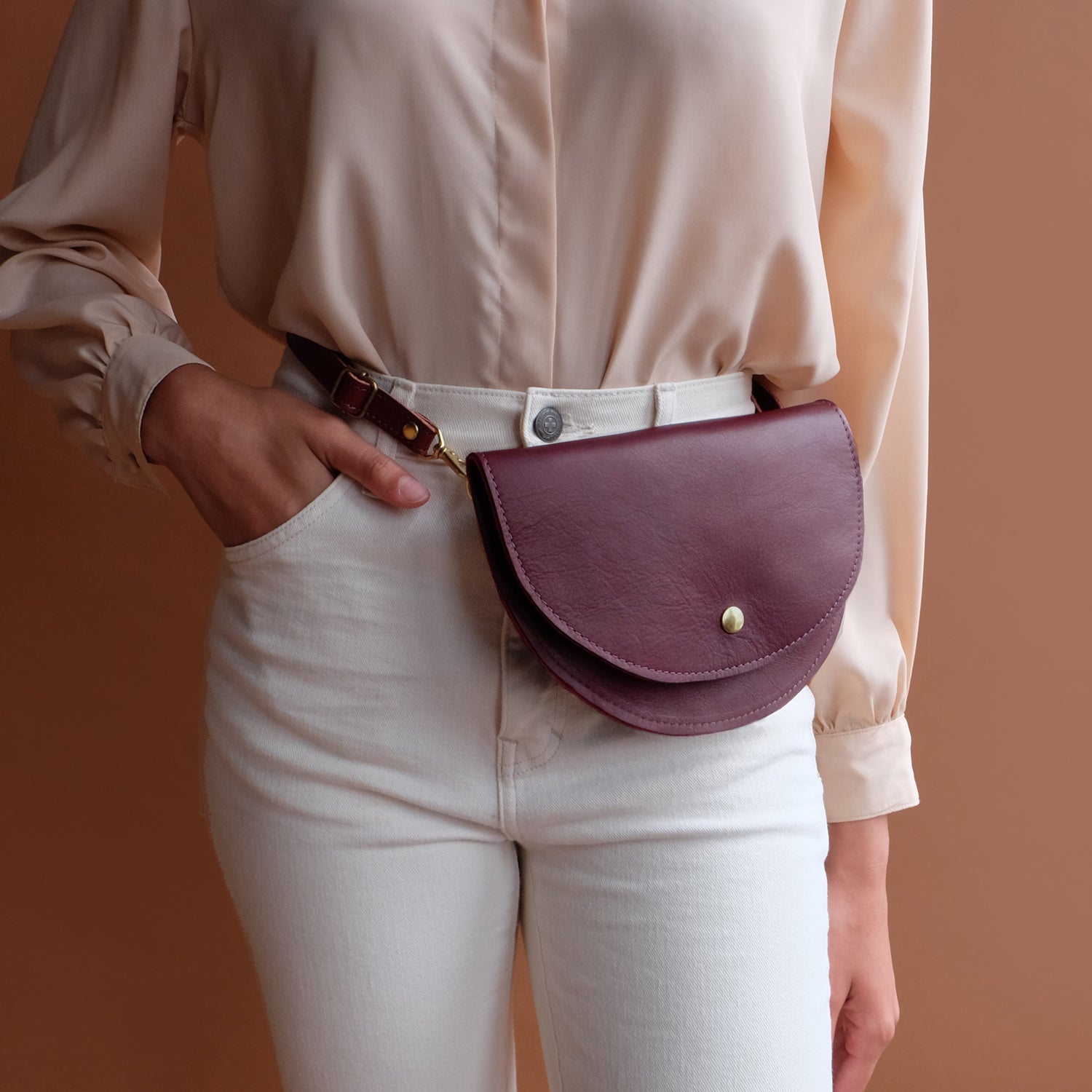 Ester Fanny Pack in Burgundy Leather by Awl Snap – Awl Snap