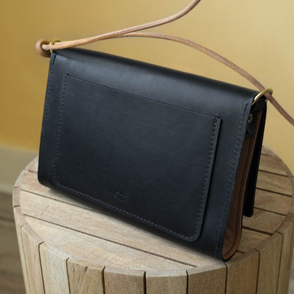 Adelaide Crossbody in Black Leather